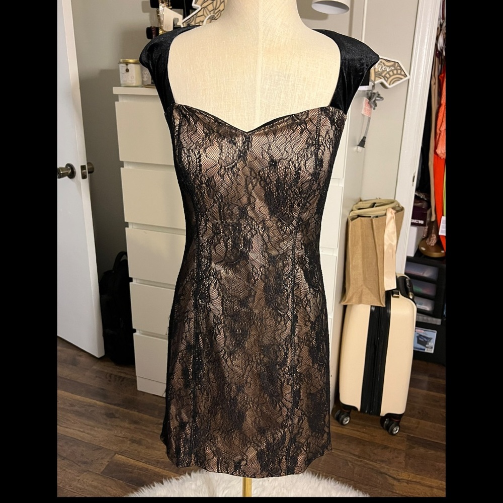 Beautiful Black and Tan Guess lace dress.